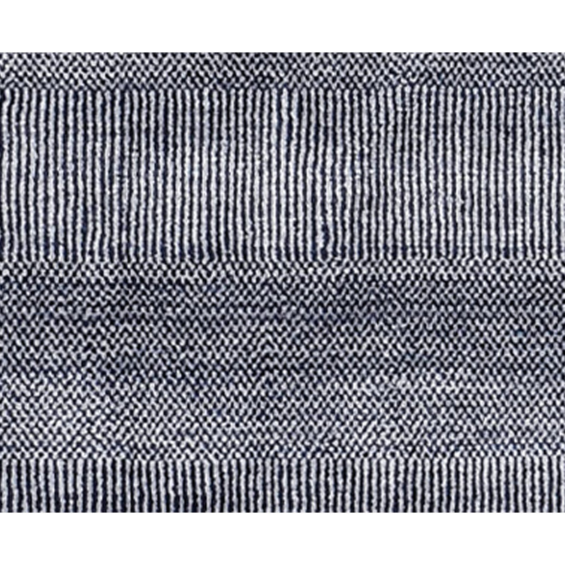 Hand Knotted Striped Area Rug in Navy, Rectangle 10' x 14'