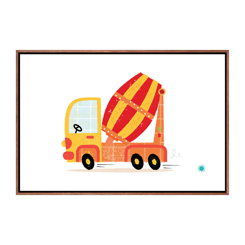 Cement Mixer - impression d'art graphique, Pas de tapis, Toile avec cadre brun, H 18 po x l 26 po x P 1,5 po