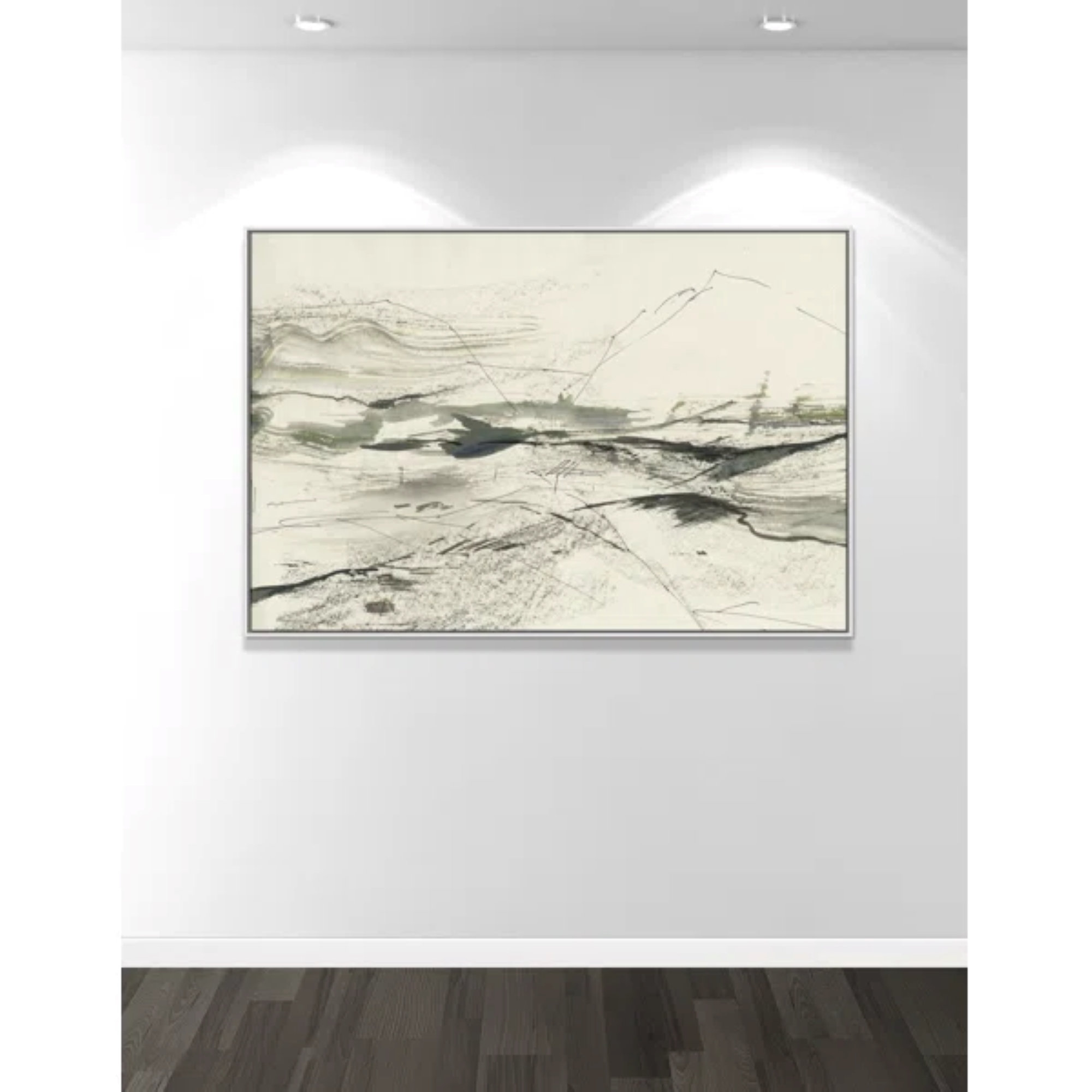 Green Sketches by PI Studio, White Floater Framed, 41.5" H x 61.5" W x 2" D, No Mat