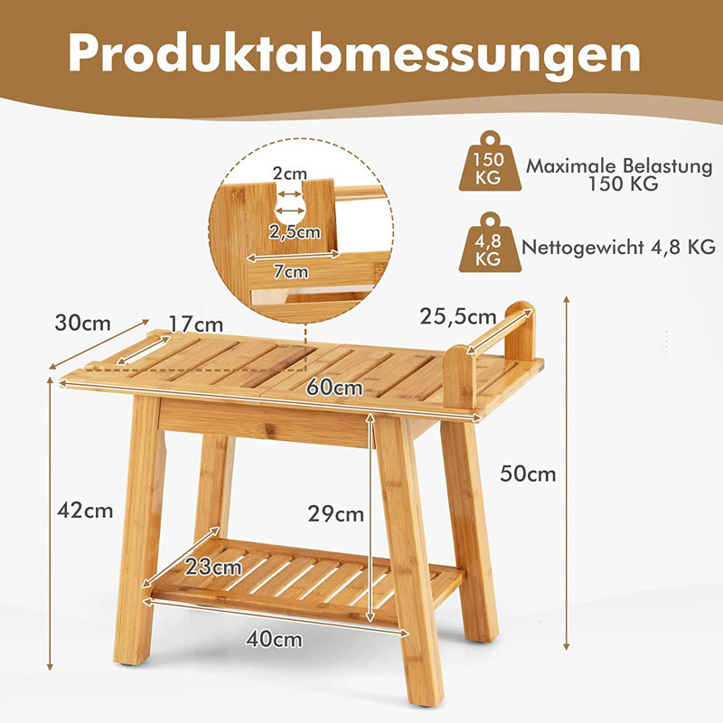 Bamboo Shower Bench SPA Bath Seat