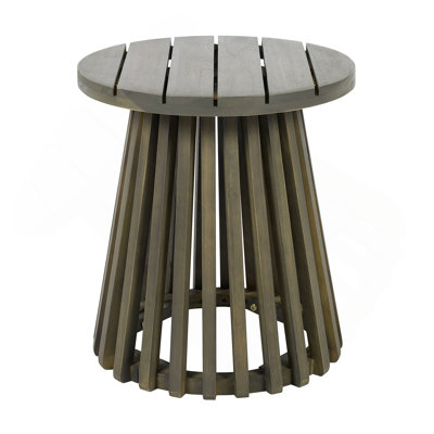Outdoor Acacia Wood Patio Side Table, Round Coffee Table For Backyard, Lawn, Balcony