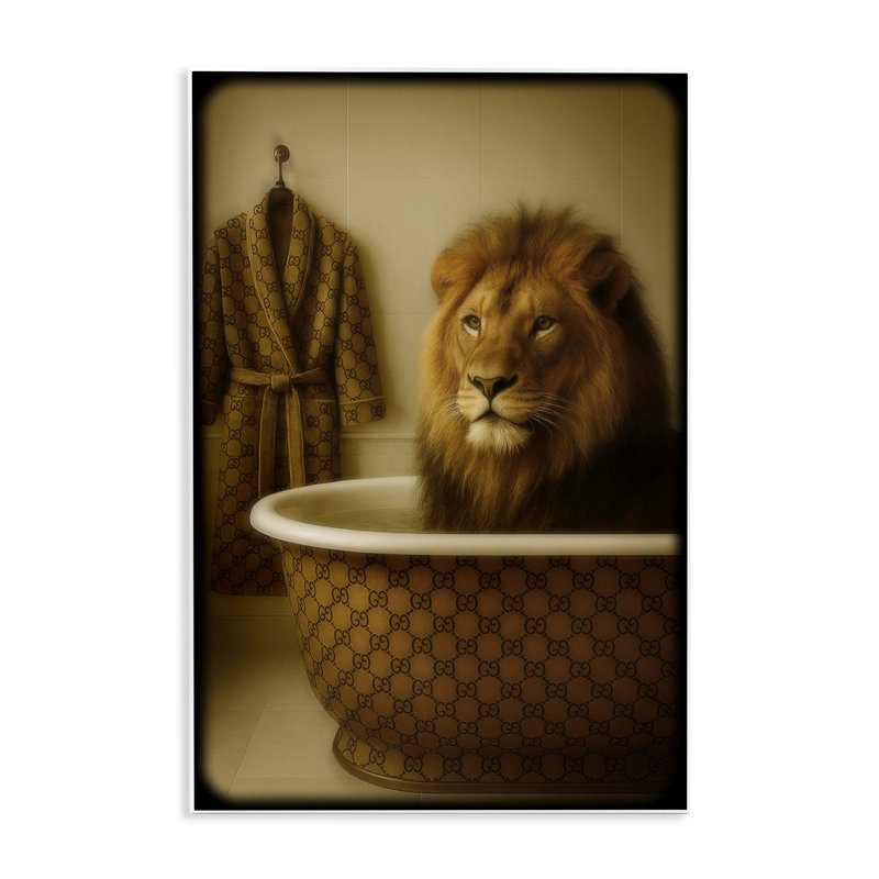 Lion Couture dans plaque de baignoire de luxe, design par Grotto Studios, 19 x 13