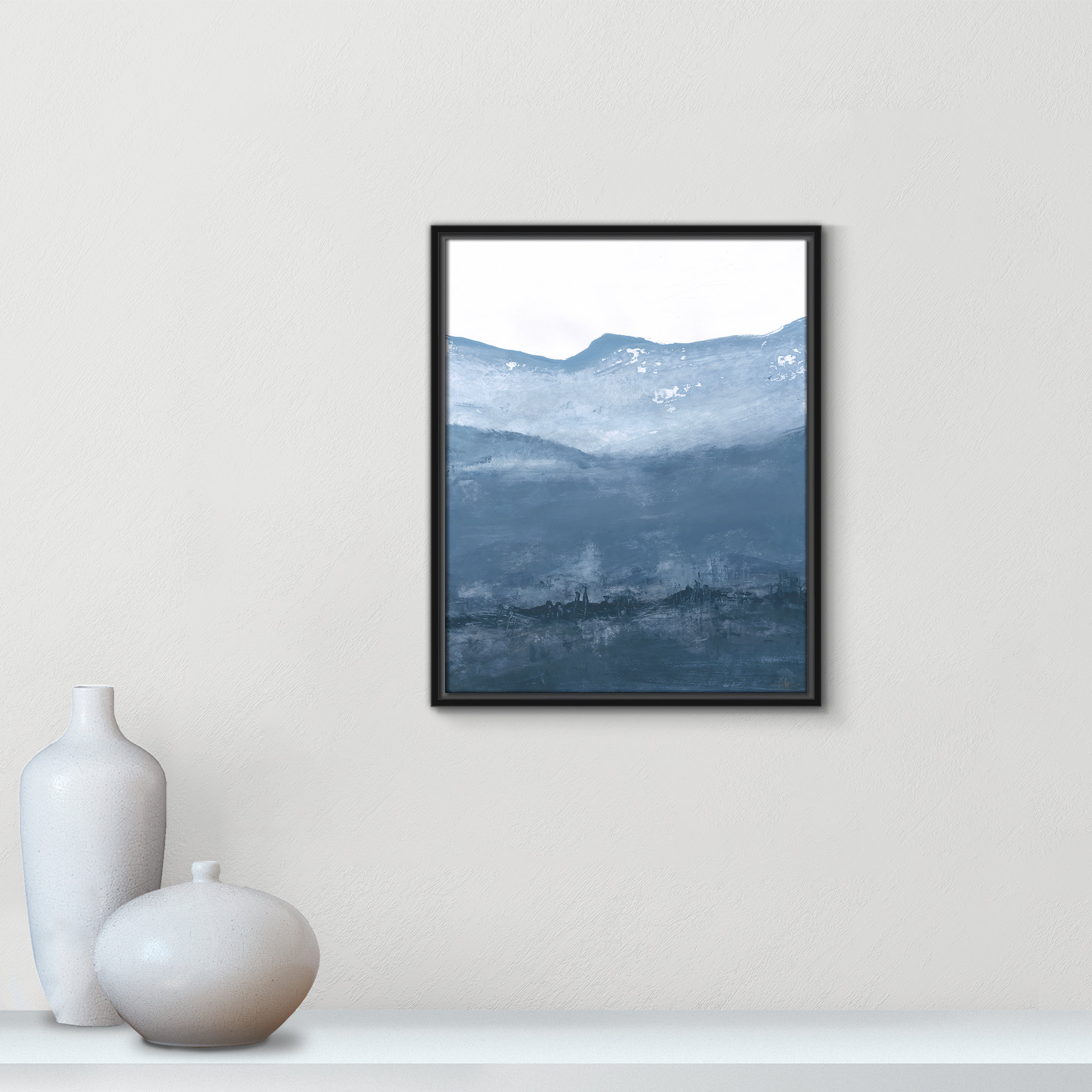 Into the Blue Horizon 1 by Filippo Ioco - Floater Frame Print on Canvas, Black, 21.5" H x 17.5" W