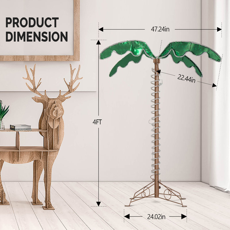 Jaal, arbres et branches éclairés, H 48 po x L 47,24 po x P 47,24 po
