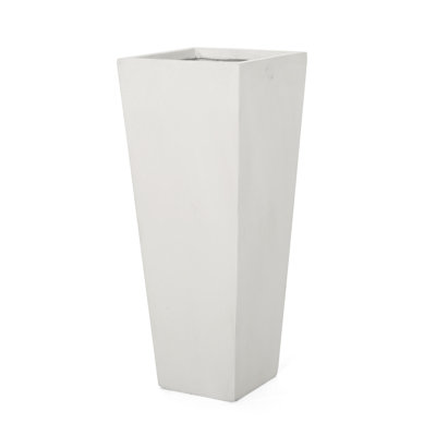 Outdoor Tapered Matte White Magnesium Oxide Planter - 12.75L X 12.75W 31.76H, Create A Beautiful Space, No Assembly Cast Stone With Shape Oxide, Decorate Your Area,