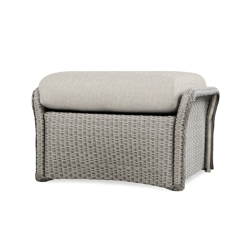 Weekend Retreat Outdoor Ottoman, Flagship Lapis Sunbrella®, Pewter