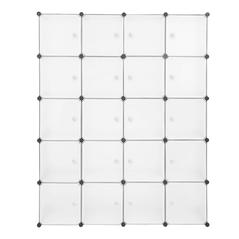 Armoire 20 casiers de rangement empilables en plastique, Blanc/Noir