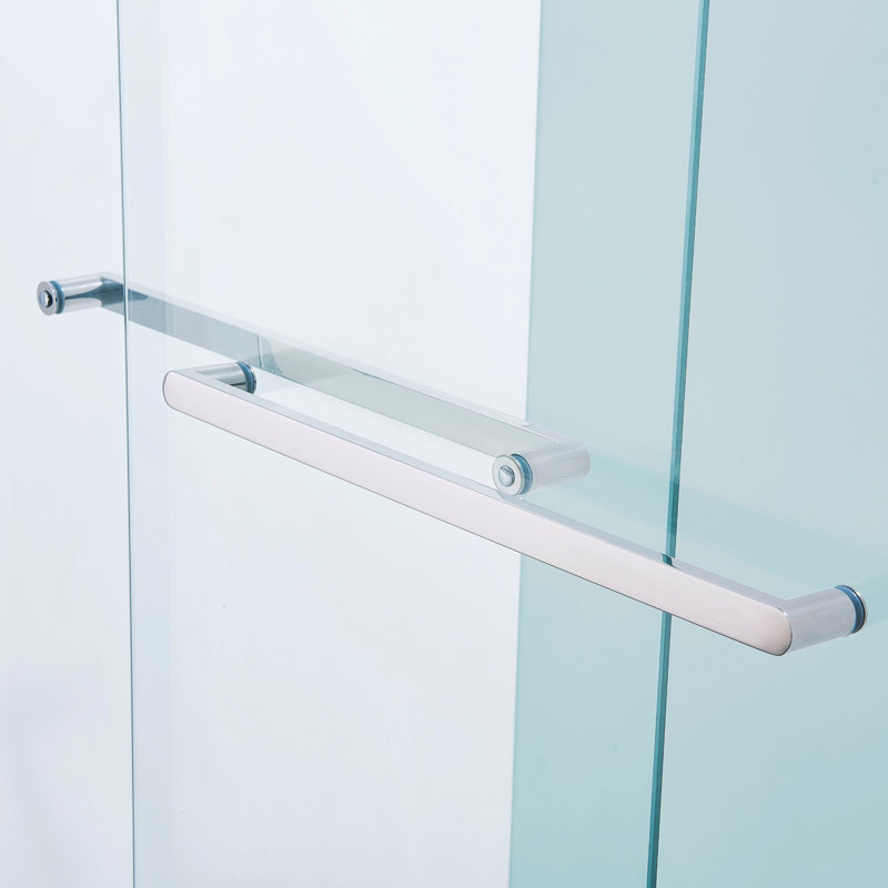 56-60"W x 60"H Double Sliding Tub Shower Door, Aluminium Alloy Frame in Chrome, 1/4" (6mm) Thick SGCC Tempered Clear Glass