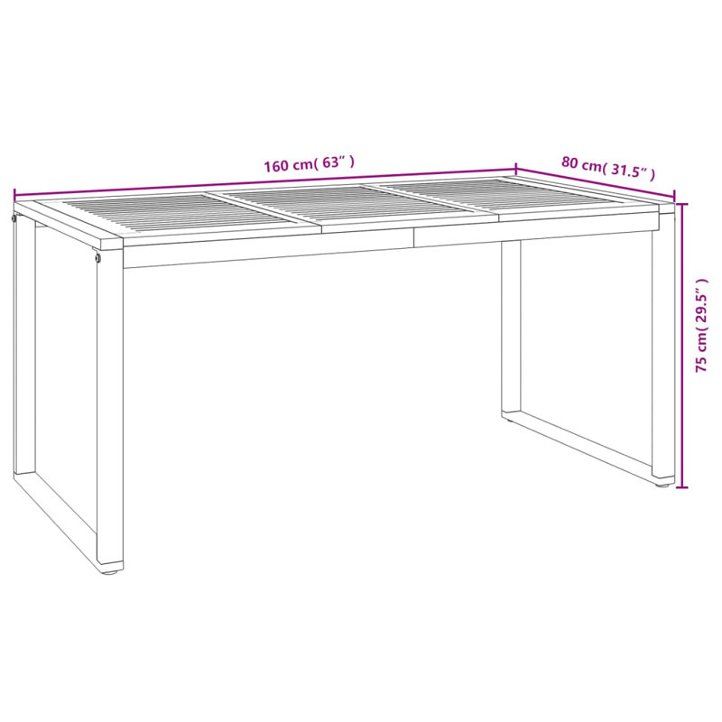 Acacia Outdoor Coffee Table, 31.5" W x 63" L x 29.5" H, Natural
