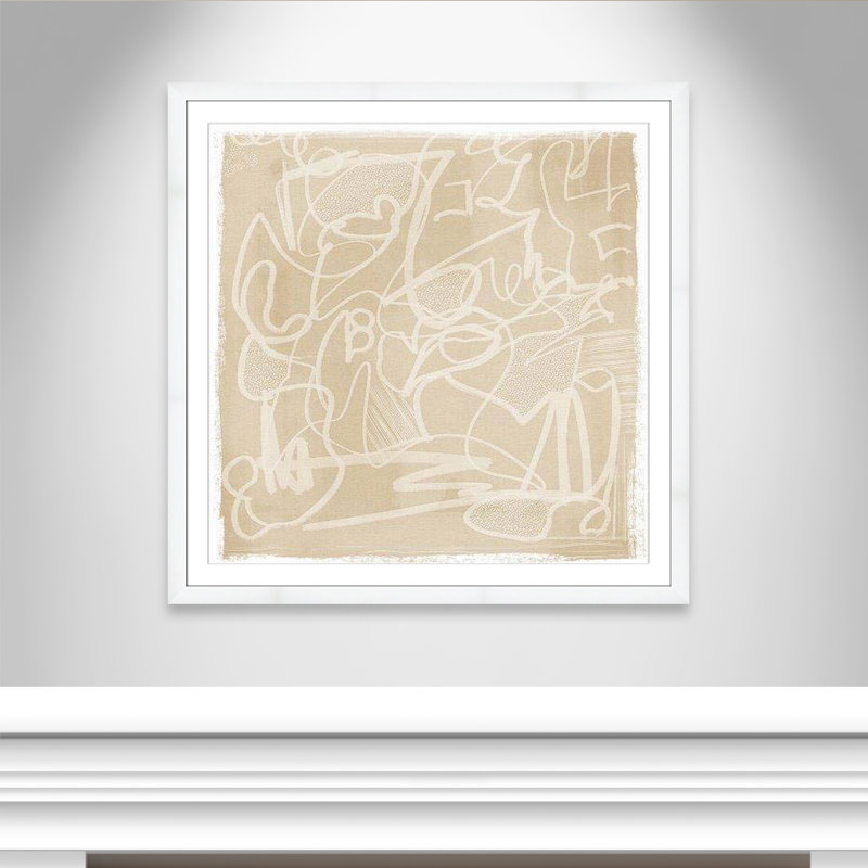 «Scribble Elegance» par Leah Straatsma, Encadrement cubique blanc, H 42,5 po x l 42,5 po x P 1,25 po