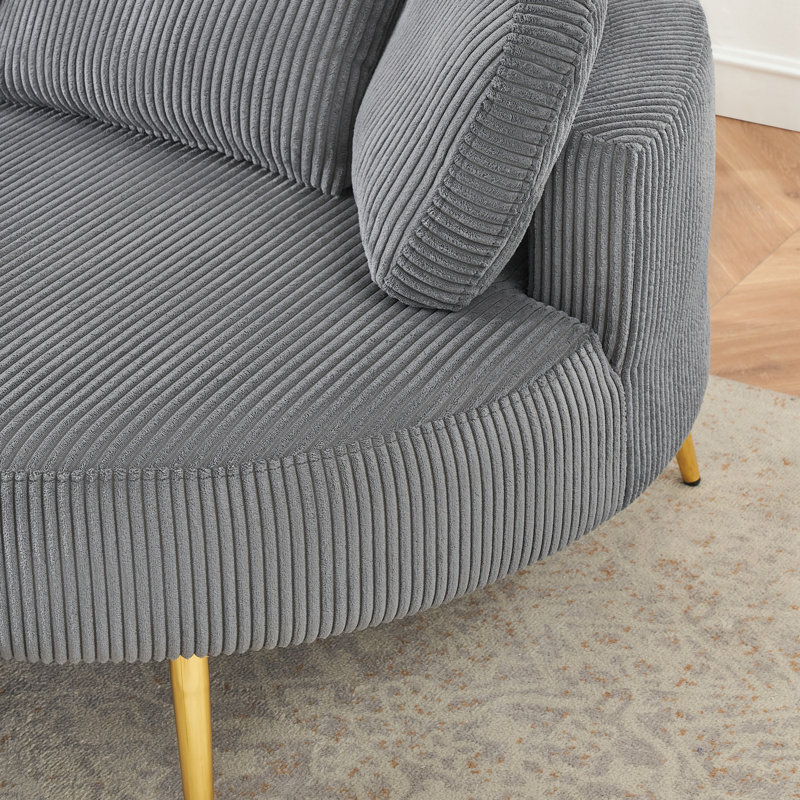 Fauteuils d'appoint en velours côtelé avec repose-pieds, Gris