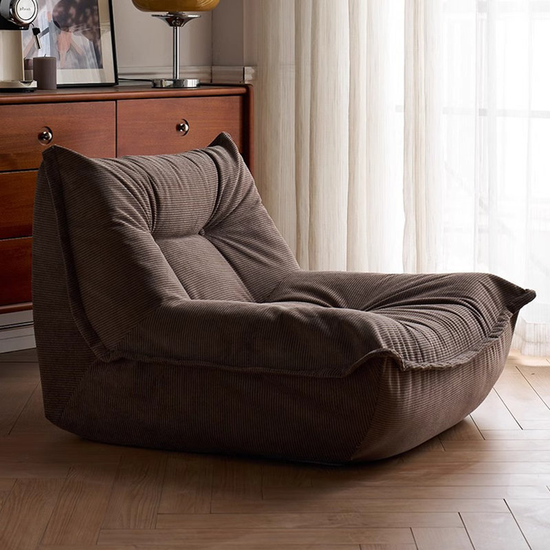 Retro Lazy Bean Bag Sofa, Brown Polyester