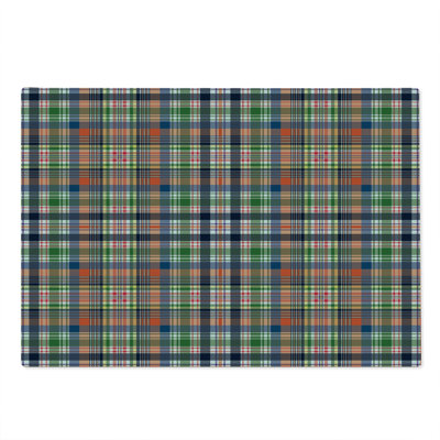 Ambesonne Checkered Cutting Board Large Size Colorful Retro Style Blue Green Orange
