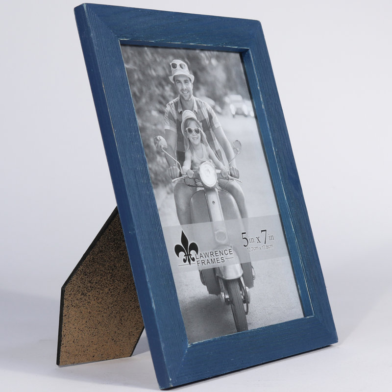 Cadre photo en bois Montevallo, 5 po x 7 po, Bleu marine patiné