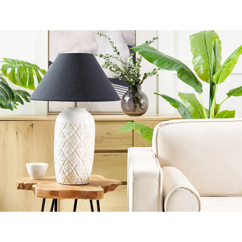 Richy Ceramic Table Lamp, Beige, Black