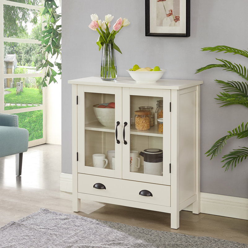 Nalaiya Accent Cabinet, White, Antique Bronze