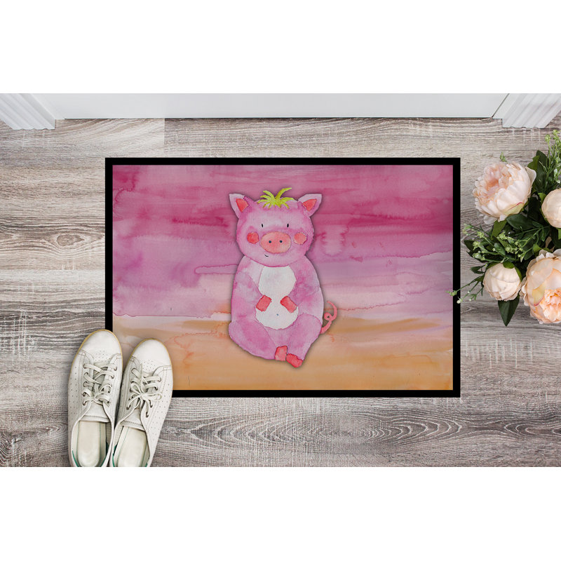 Tapis de porte d’extérieur anti-dérapant porc, Rectangle 1 pi 6 po x 2 pi 3 po