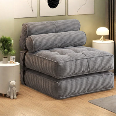 Canapés pliants à compression, salon compact moderne en velours côtelé gris pour la maison