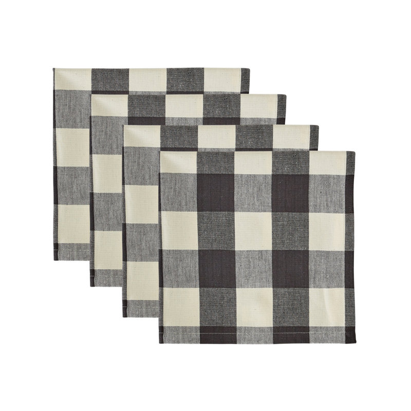 Ensemble de 4 serviettes à carreaux, Noir