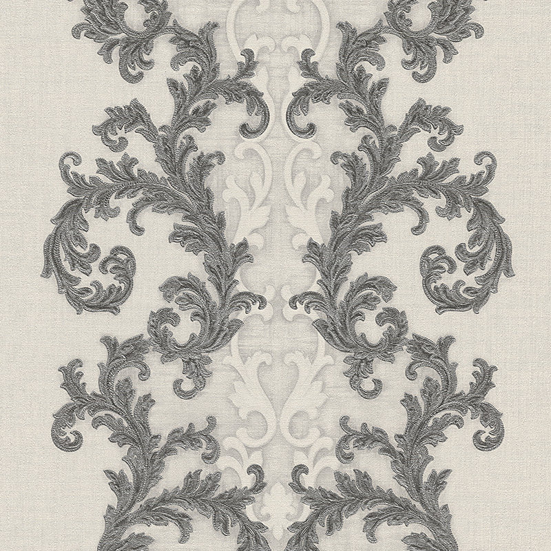 Baroque and Roll 10.05m x 70cm 3D Embossed Wallpaper, Grey/White/Light grey