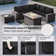 7-Piece Wicker Patio Conversation Set With Cushions,Coffee Table And Outdoor Fire Pit Table With Aluminum Top, PE Rattan Base, And  White Glass Wind Guard