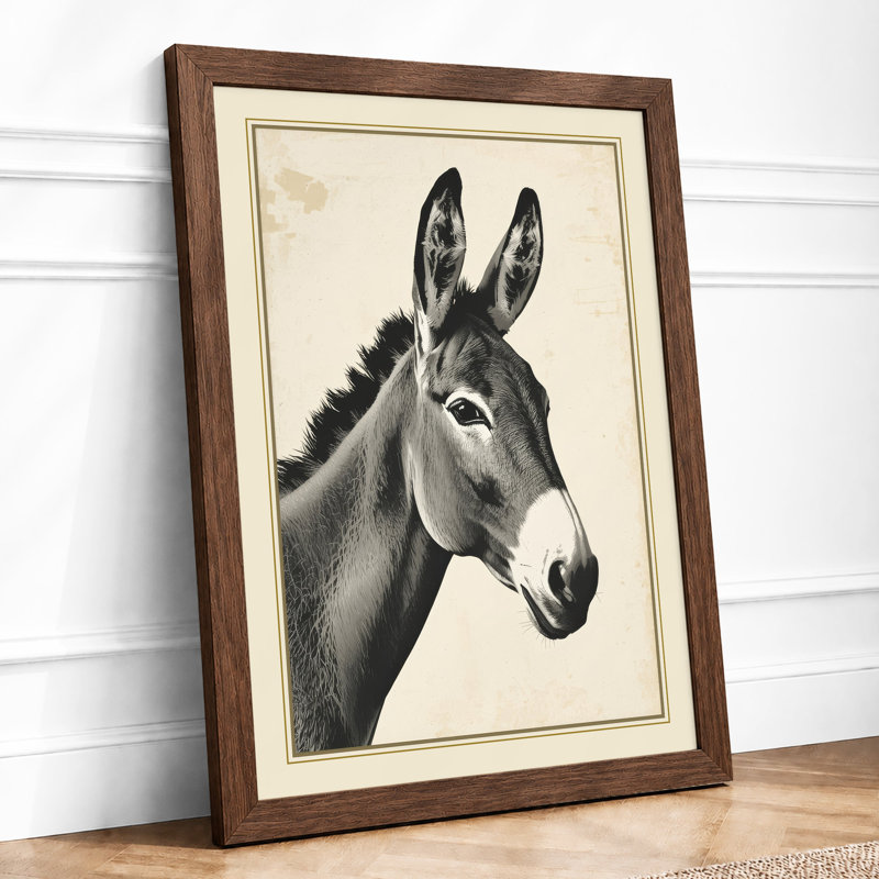 Donkey Study Vintage - Print, Walnut, A4 - 29.7 x 21.0 cm