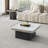 Nesting Tables Set of 2, Square Coffee Table with Black Wood Base, Stone Side Table