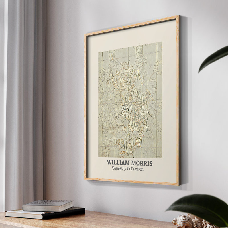 William Morris, reproduction encadrée Cxxix, H 14 po x l 11 po, Noir