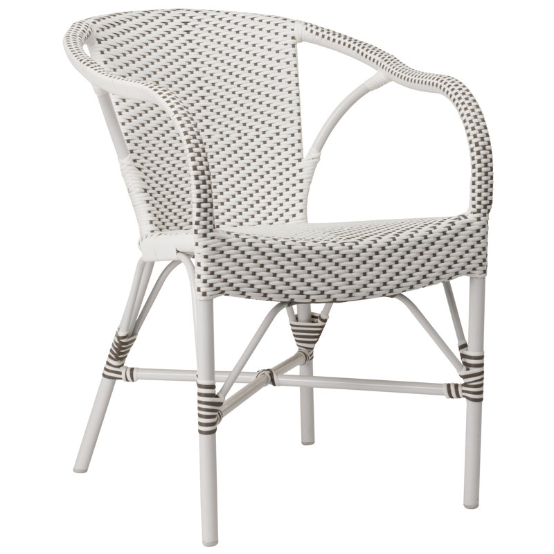 Chaise de salle à manger d'extérieur Madeleine, Blanc à pois cappuccino