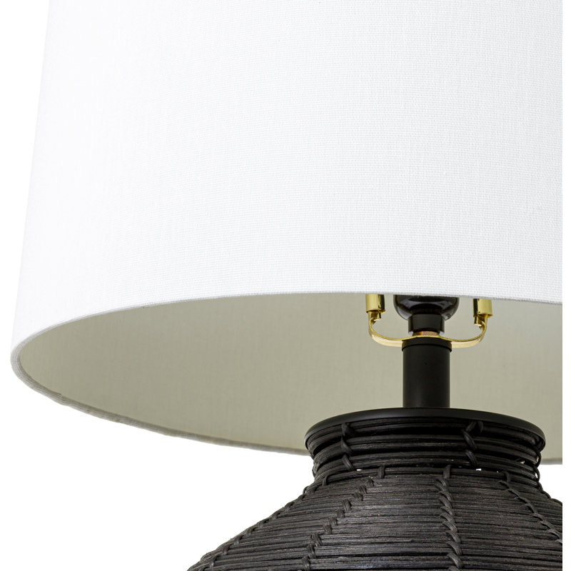 Wicker/Rattan Table Lamp, Black