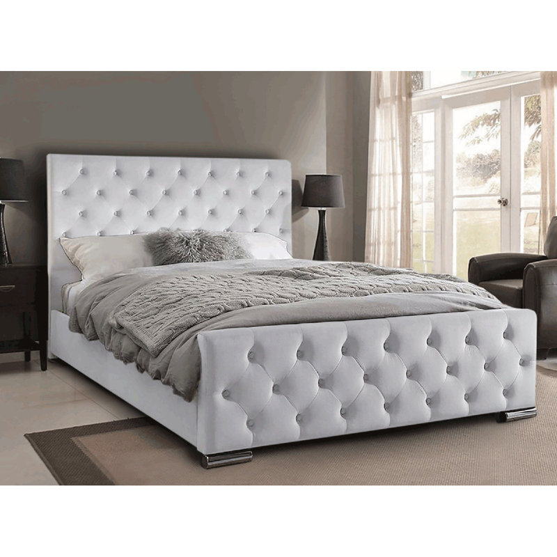 Florida Upholstered Ottoman Storage Bed, White, Kingsize (5')