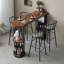 Ensemble de tables de bar 2 personnes brun clair + bois massif noir + fer