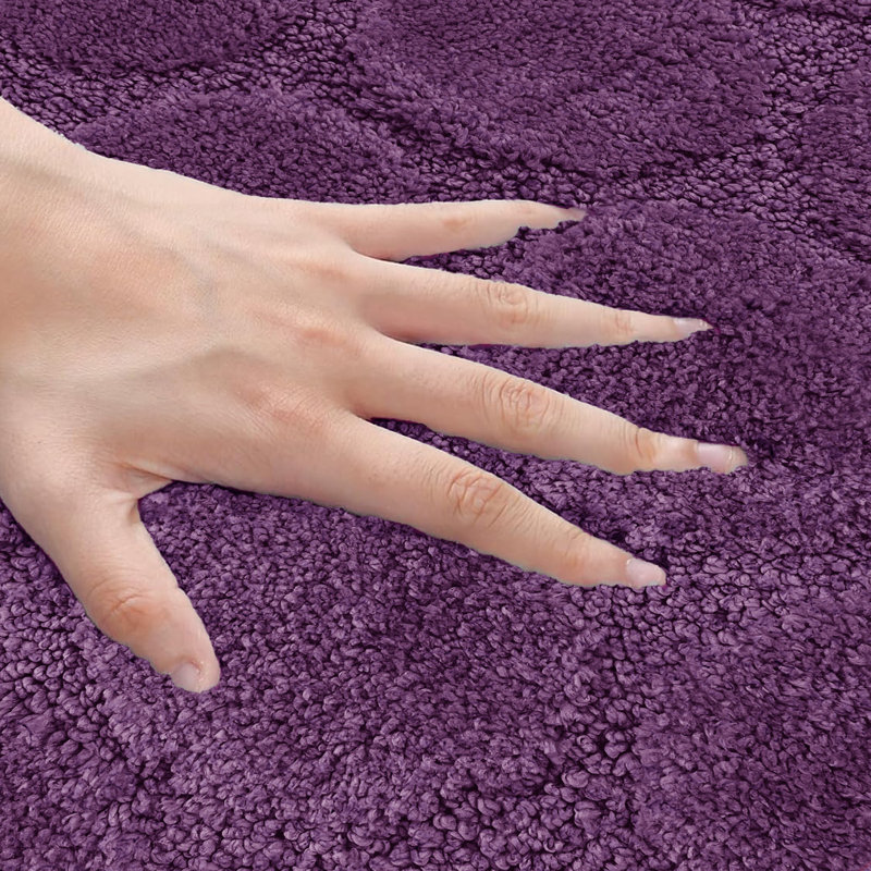 3D Effect Supersoft High Density Anti Slip Cobla Bath Mat Set, Purple