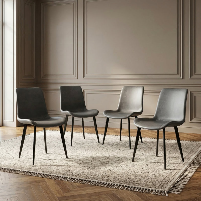 Chaise rembourrée Vesta , Gris foncé / Noir