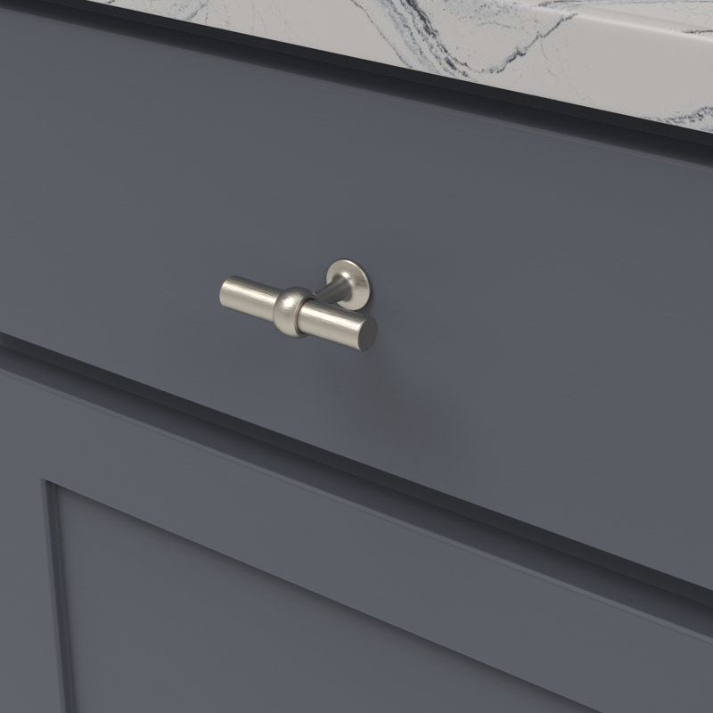 Ostia Collection Knob 2-1/2 Inch X 13/16 Inch Matte Black Finish, Satin Nickel