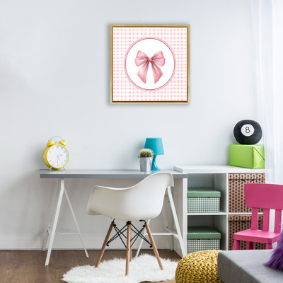 Arc rose avec cadre flottant en vichy circulaire, design par Christine Simpson Art
