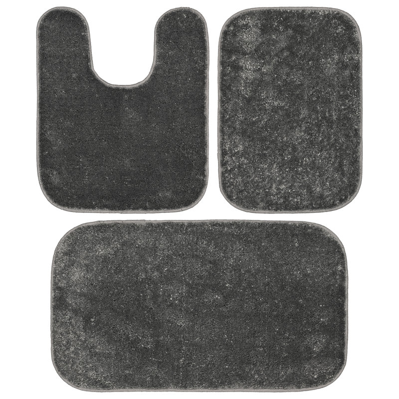Heffingen Polypropylene Plastic Non-Slip Bath Rug, Cinder Gray