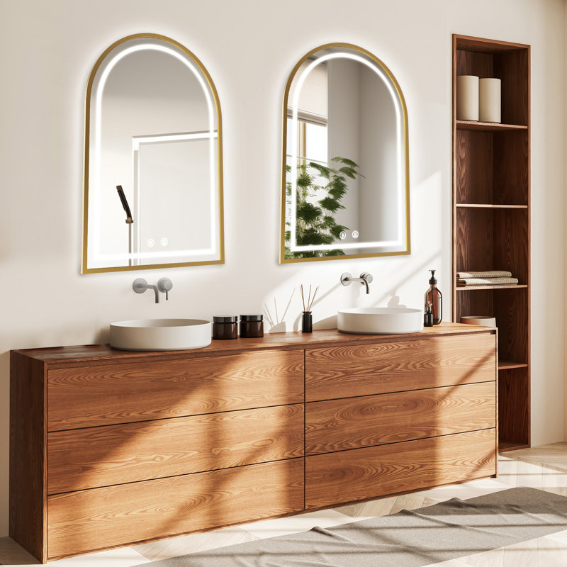 Miroir mural Mauel, Doré, 35.4" H x 23.6" W x 1.9" D