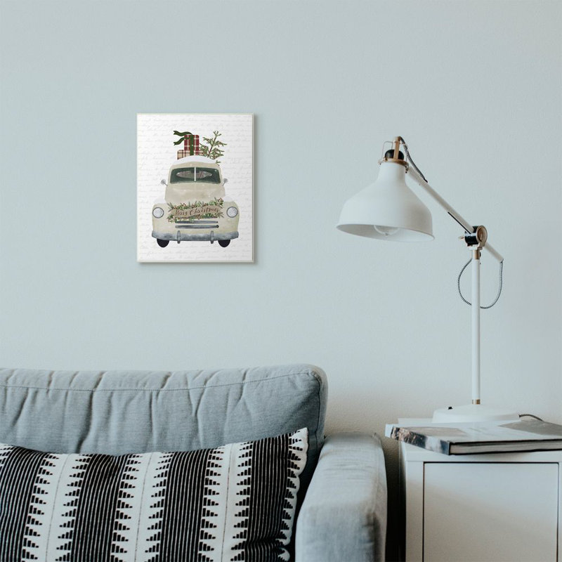 «Merry Christmas Snow Covered Truck», impression, Plaque murale, H 15 po x l 10 po