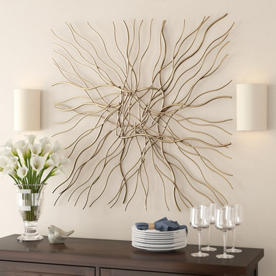 Gold Metal Overlapping Lines Abstract Home Wall Decor