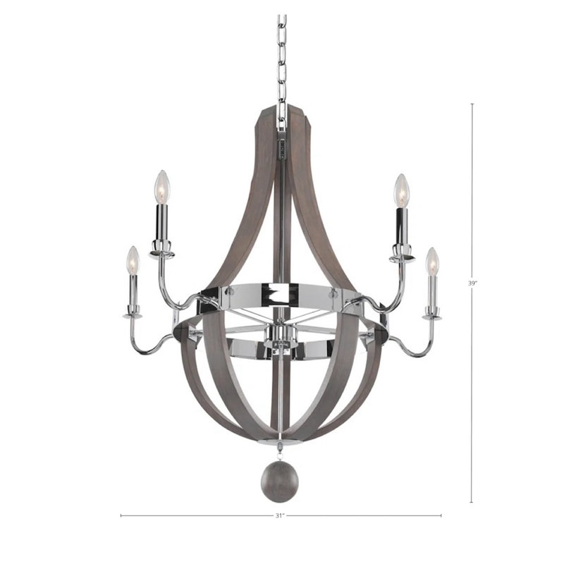 Lustre en chrome poli Sharlow 5 LT Kalco