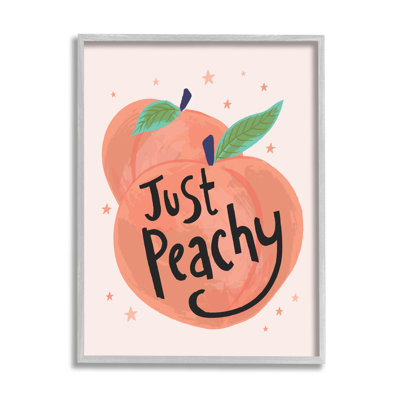 Just Peachy Ripe Fruit Illustration Sparkling Star Picture Frame Textual Art on MDF