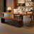Light-walnut Rectangular Solid Wood + Acrylic Desk-109334436