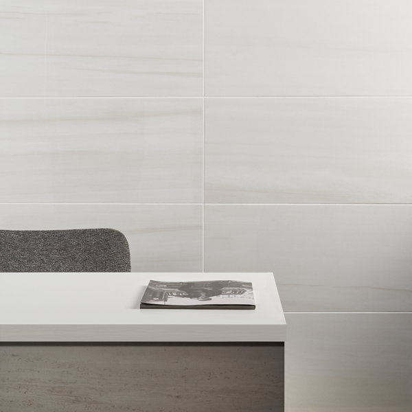 Terius Dolomite Warm White 11.73" x 23.54" Polished Marble Look Porcelain Floor and Wall Tile