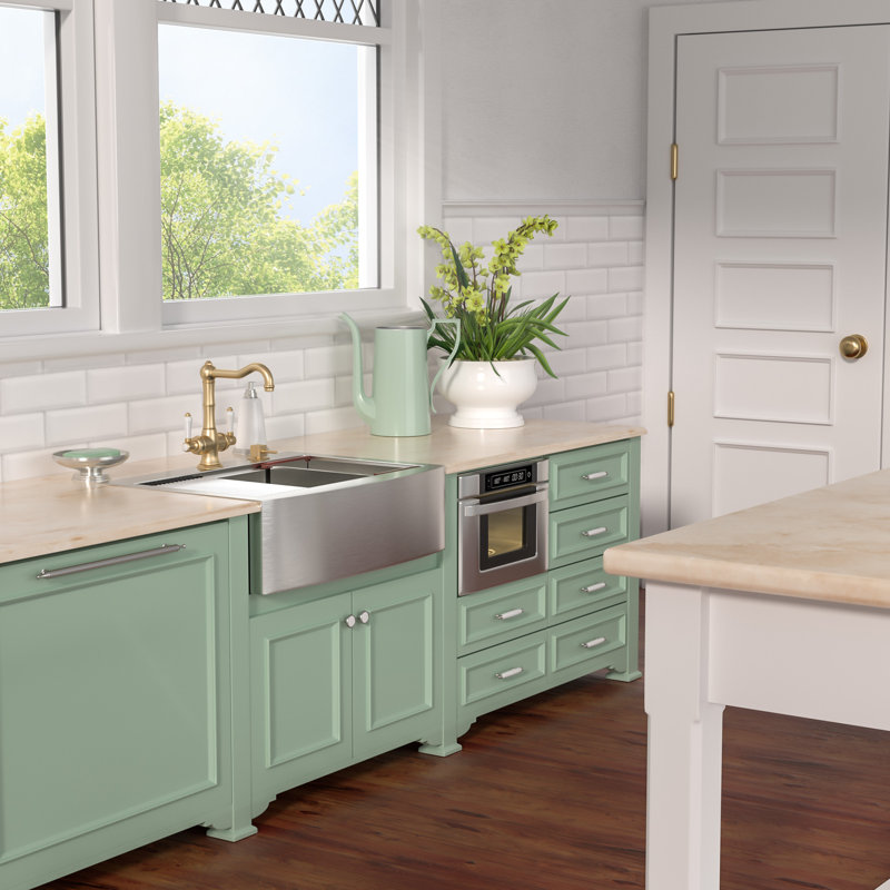 36"L x 22"W Farmhouse / Apron Front Workstation Kitchen Sink 16 Gauge Stainless Steel Single Bowl Drop-In Kitchen Sink