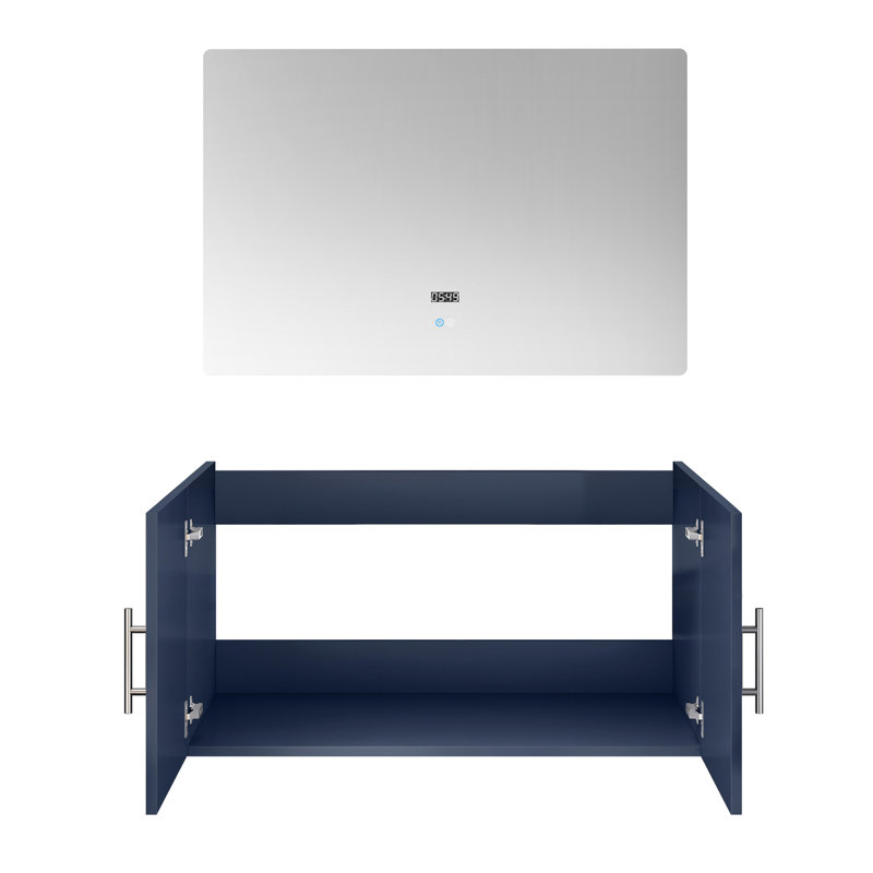Meuble-lavabo bleu marine 36 po L x P 22 po et miroir à DEL - Option de rangement suffisante Méthode d'installation rapide Espace abondant entièrement assemblé