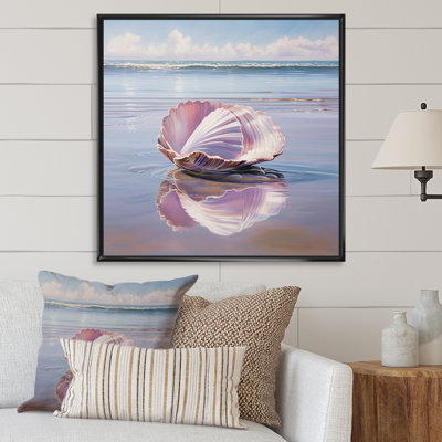Beige Clam Seaside Reflections - Animals Canvas Wall Art