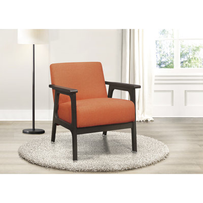 Chaise d'appoint de salon en tissu orange, fabrication en bois d'hévéa massif, tissu texturé gris antique avec finition orange, bois