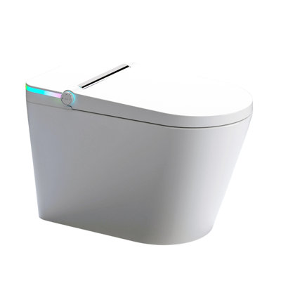 Toilette allongée intelligente blanche avec bidet intégré 1,28 / 1,6 GPF Omish