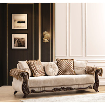 Chenille beige élégante avec coussin en mousse haute, structure en bois d'ingénierie, lit et siège ferme contemporain